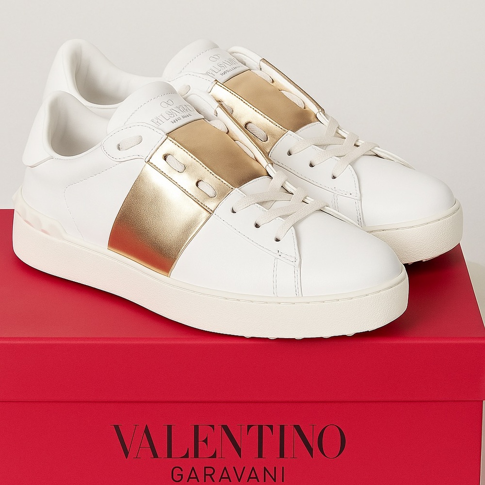 Valentino Garavani Rockstud Sneakers White/Gold